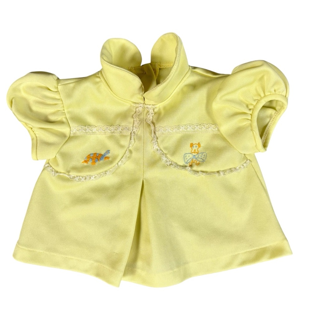 Vintage Toddler Girls Size 1 Embroidered Yellow Dress Made in Philippines
